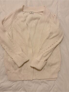 Abercrombie & Fitch Cream Cable Knit Open-Front Cardigan